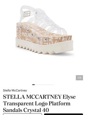 Stella McCartney Crystal Transparent Logo Platform Sandals in Clear and White